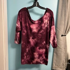 Fashion Nova Red and Pink Relaxed Blouse 3/4 Sleeve